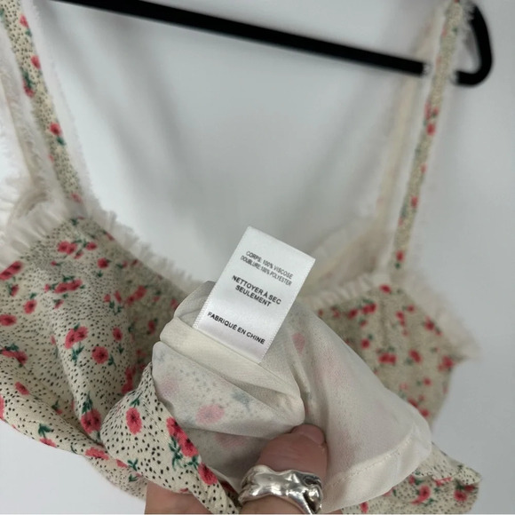 ASTR THE LABEL Polka Dot Floral Feminine Pin Up Lace Up Corset Top - Picture 2 of 5